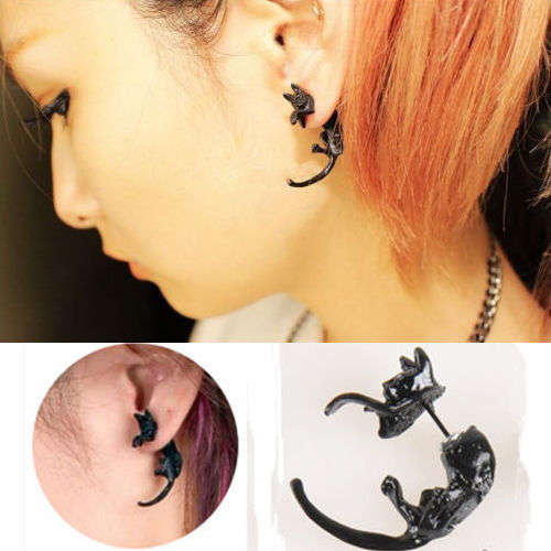 3D Animal Earrings Cartoon Cat Fox Dog Lovely Ear Stud Earrings