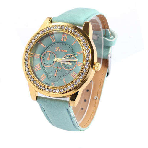 Geneva Roman Numerals Analog Quartz Watch Green montre