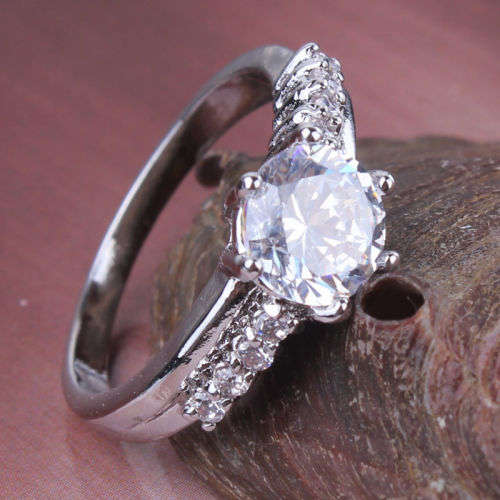 18k white gold filled white sapphire endearing ring Sz7