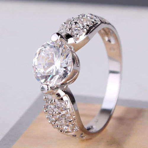 18k white gold filled white sapphire well-liked ring Sz8