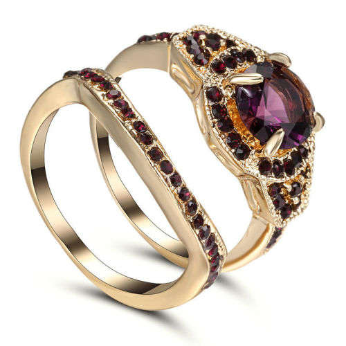 Wedding Engagement Ring Set Topaz Bridal Set Size 7