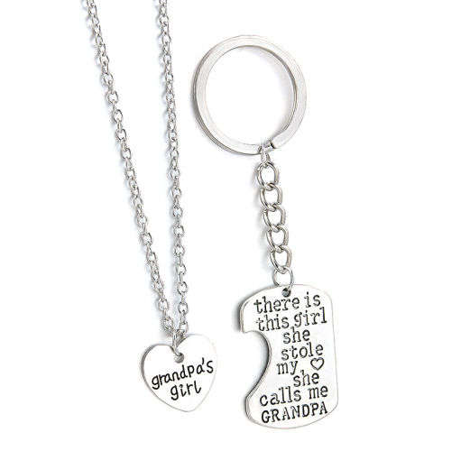 2PC Charm Family Gifts Hot Keychain & Necklace