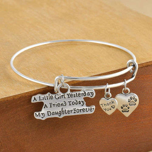 Daughter Sister Friends Gifts Bangle Bracelet Love Words Charm Jewellery