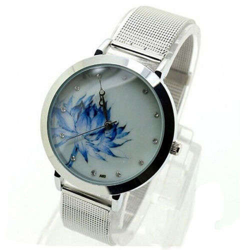 Blue Lotus Stainless Steel Bnad Mesh Analog Quartz Wrist Watches