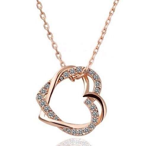 9k Rose Gold Filled AAA CZ Heart Necklace & Pendant