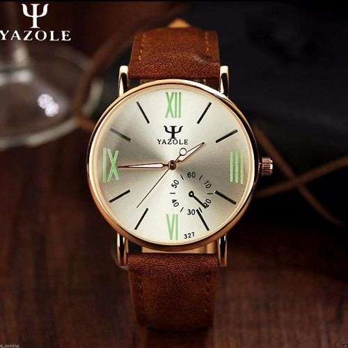 Men Leather Watch Noctilucent Quartz Analog Wrist Watch