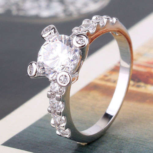 White sapphire 18k white gold filled Ring Sz9-SzR