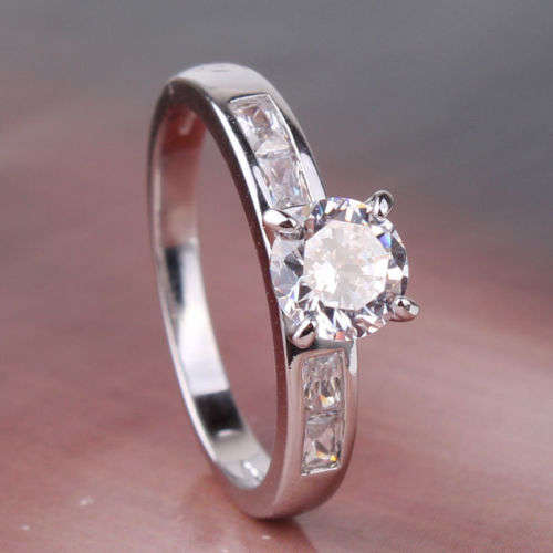 Antique 18k white gold filled wedding ring Sz9-SzR