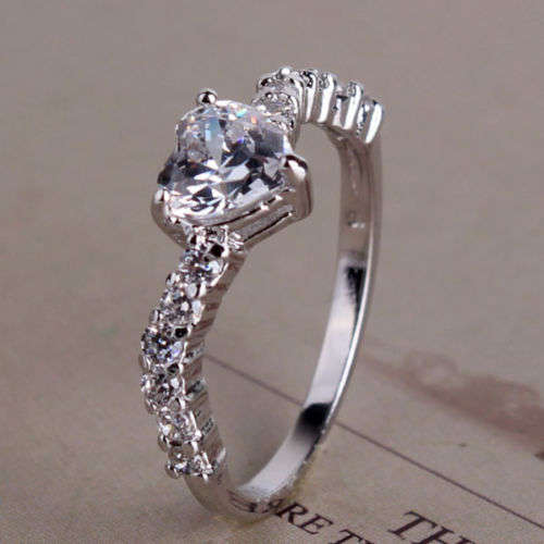 Vintage style 18k white gold filled ring Sz9-SzR