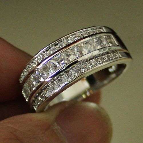 Sterling silver filled white zircon wedding ring size 8