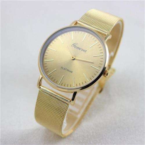 Geneva Fashion Watch Stainless Steel Band Analog Quartz Wrist Watch