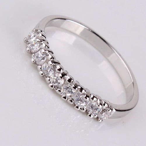 18k white gold filled cluster lady Ring Sz7-SzO