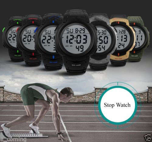 LED Date Watch Sport Quartz Wrist Men  Waterproof Military