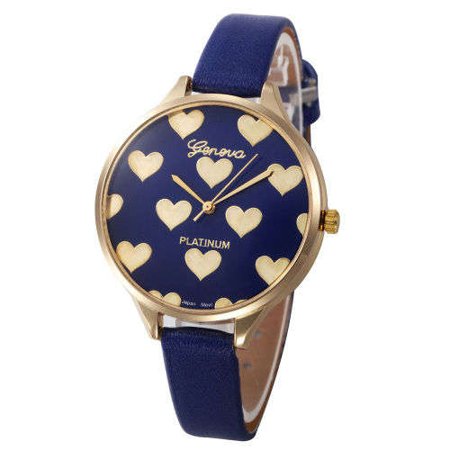 Geneva Lady Stainless Steel Diamond Watch - Blue