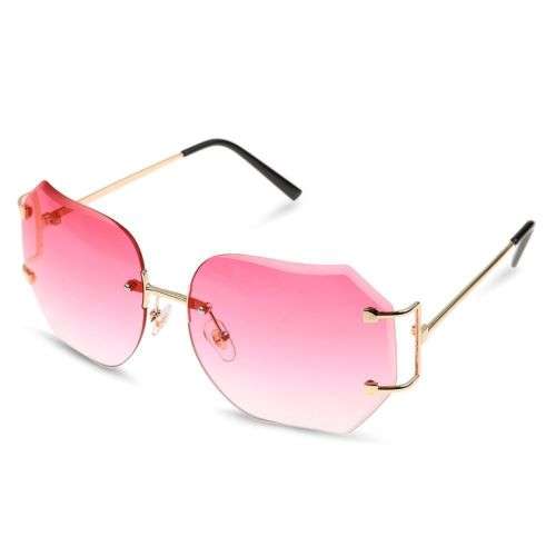Clear Lens Rimless Sunglasses Gold Metal Frame Vintage