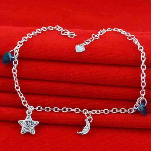Silver crystal chain Bracelet Anklet
