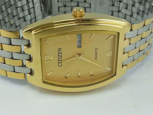 GENUINE MEN'S CITIZEN QUARTZ GENT'S 23K GOLD PLATED WRIST WATCH