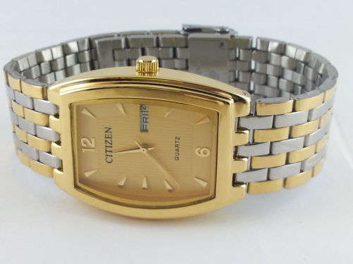 GENUINE MEN'S CITIZEN QUARTZ GENT'S 23K GOLD PLATED WRIST WATCH