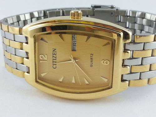 GENUINE MEN'S CITIZEN QUARTZ GENT'S 23K GOLD PLATED WRIST WATCH