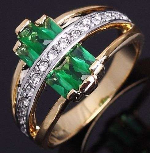 Emerald 10KT Gold Filled Fashion Engagement Ring Gifts Size 6