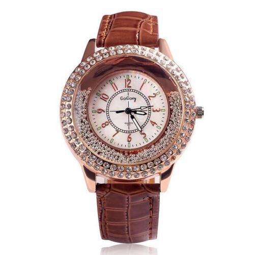 Crystal Diamond Rhinestone Watches - Brown
