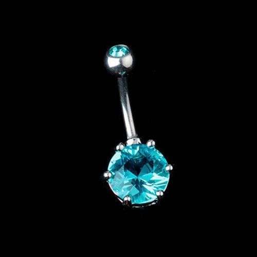 Surgical Steel Crystal Navel Belly Ring Button Jewelry[Blue]