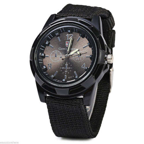 Gemius Solider Army Knitted Canvas Band Male Sport Quartz - BLACK