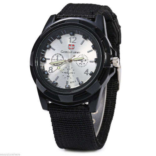 Gemius Solider Army Knitted Canvas Band Male Sport Quartz