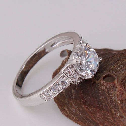 Distinctive white sapphire NICE-LOOKING 18k white gold filled LADY ring Sz8-SzQ