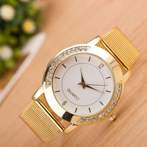 Golden Stainless Steel Analog Quartz Wrist Watch