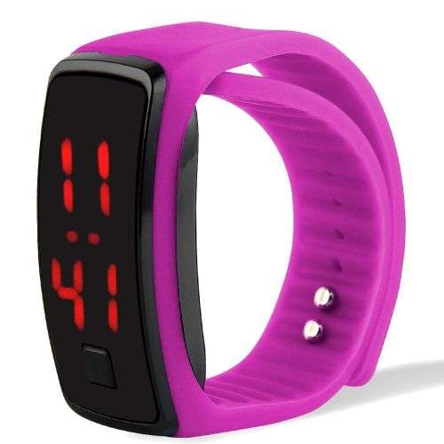 Striking Silicone Red LED Sport Bracelet Touch Digital Wrist Watch Rose Red
