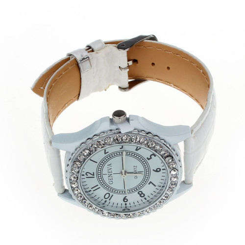 Geneva Crystal Dial Quartz Stainless Steel Wrist Watch