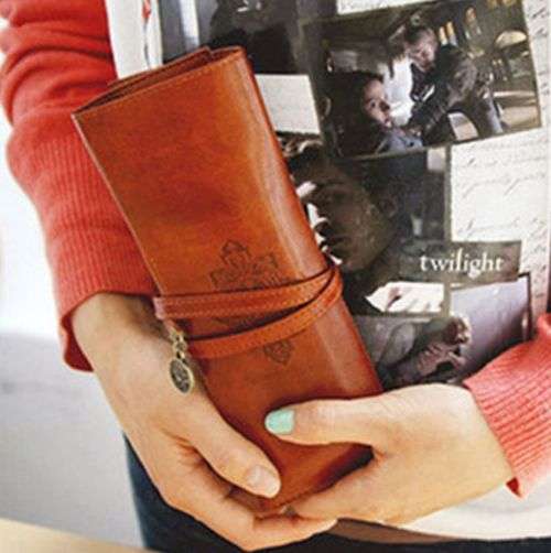 PU Pencil Pen Case Cosmetic Pouch Pocket Brush Holder Makeup Bag