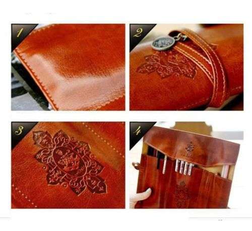 PU Pencil Pen Case Cosmetic Pouch Pocket Brush Holder Makeup Bag