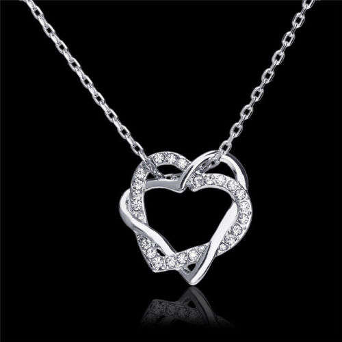 18k Gold Plated Alloy Rhinestone Pendants Austrian Crystal Heart Necklace