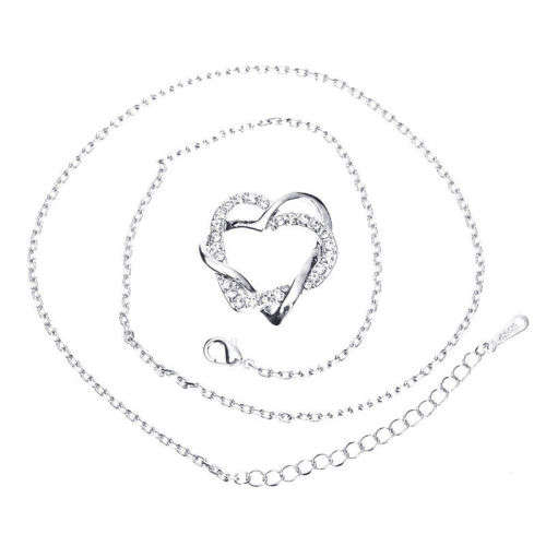 18k Gold Plated Alloy Rhinestone Pendants Austrian Crystal Heart Necklace