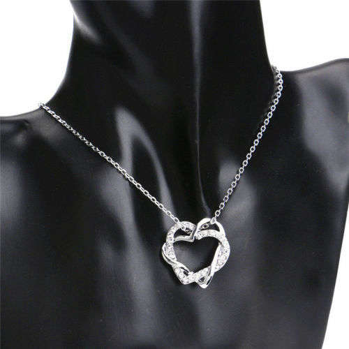 18k Gold Plated Alloy Rhinestone Pendants Austrian Crystal Heart Necklace