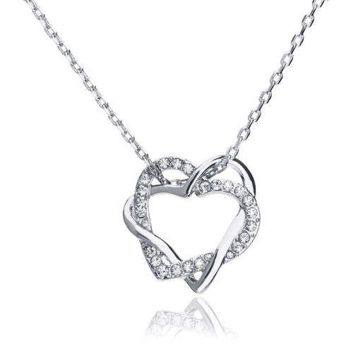 18k Gold Plated Alloy Rhinestone Pendants Austrian Crystal Heart Necklace