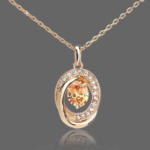18k gold plated color rhinestone alloy pendant Austrian Necklace