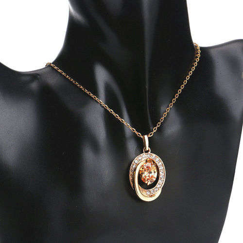 18k gold plated color rhinestone alloy pendant Austrian Necklace