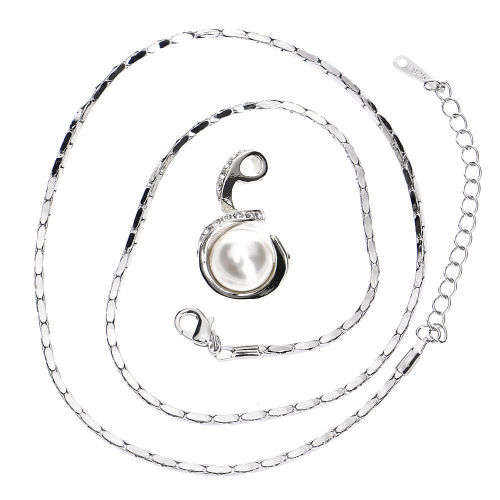 Long Pearl Pendant Necklace18k White Gold Plated Austrian Crystal