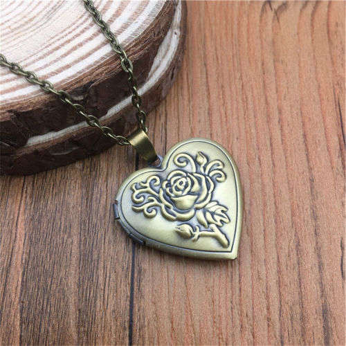 Bronze Heart LOCKET Photo Charm Pendant Necklace