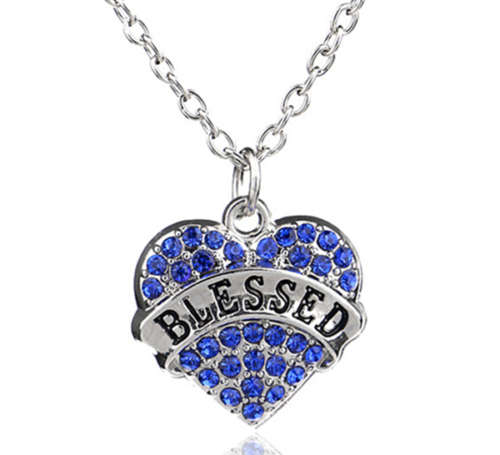 Family Crystal Love Heart Pendant Rhinestone Necklace