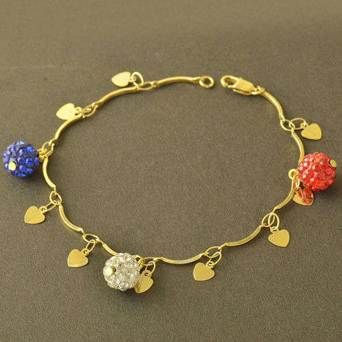 14K Gold Filled Big Beads With Heart Bracelet