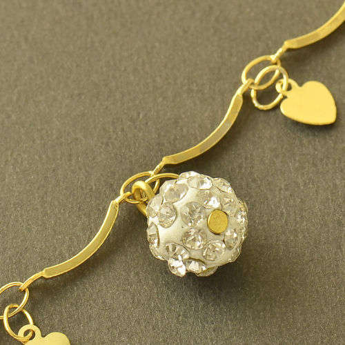 14K Gold Filled Big Beads With Heart Bracelet