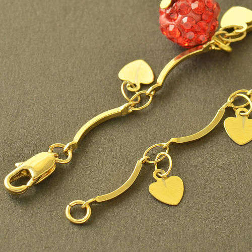 14K Gold Filled Big Beads With Heart Bracelet