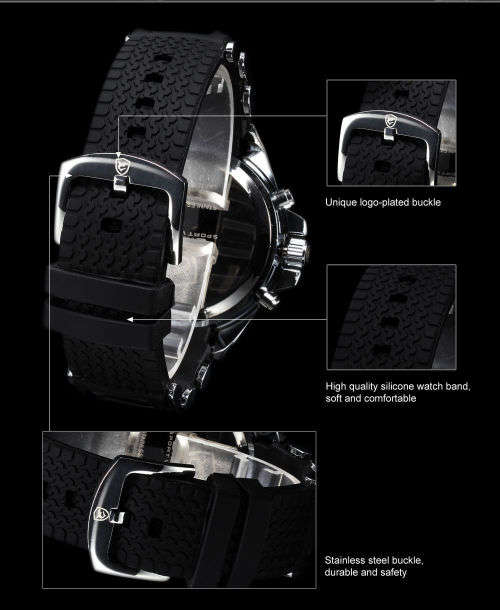 SHARK Mens LCD Digital Date Day Black Rubber Military Alarm Quartz Sport Watch Ref32