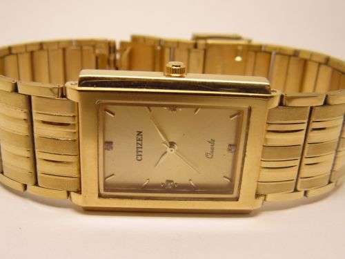 GENUINE CITIZEN QUARTZ GOLD PLATED GOLDEN DIAL EXCELLENT WRIST WATCH RUN ORDER