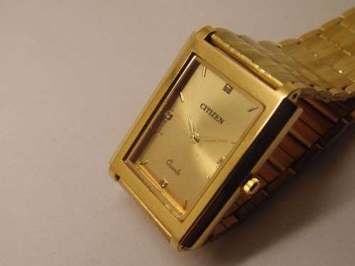 GENUINE CITIZEN QUARTZ GOLD PLATED GOLDEN DIAL EXCELLENT WRIST WATCH RUN ORDER