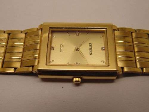 GENUINE CITIZEN QUARTZ GOLD PLATED GOLDEN DIAL EXCELLENT WRIST WATCH RUN ORDER